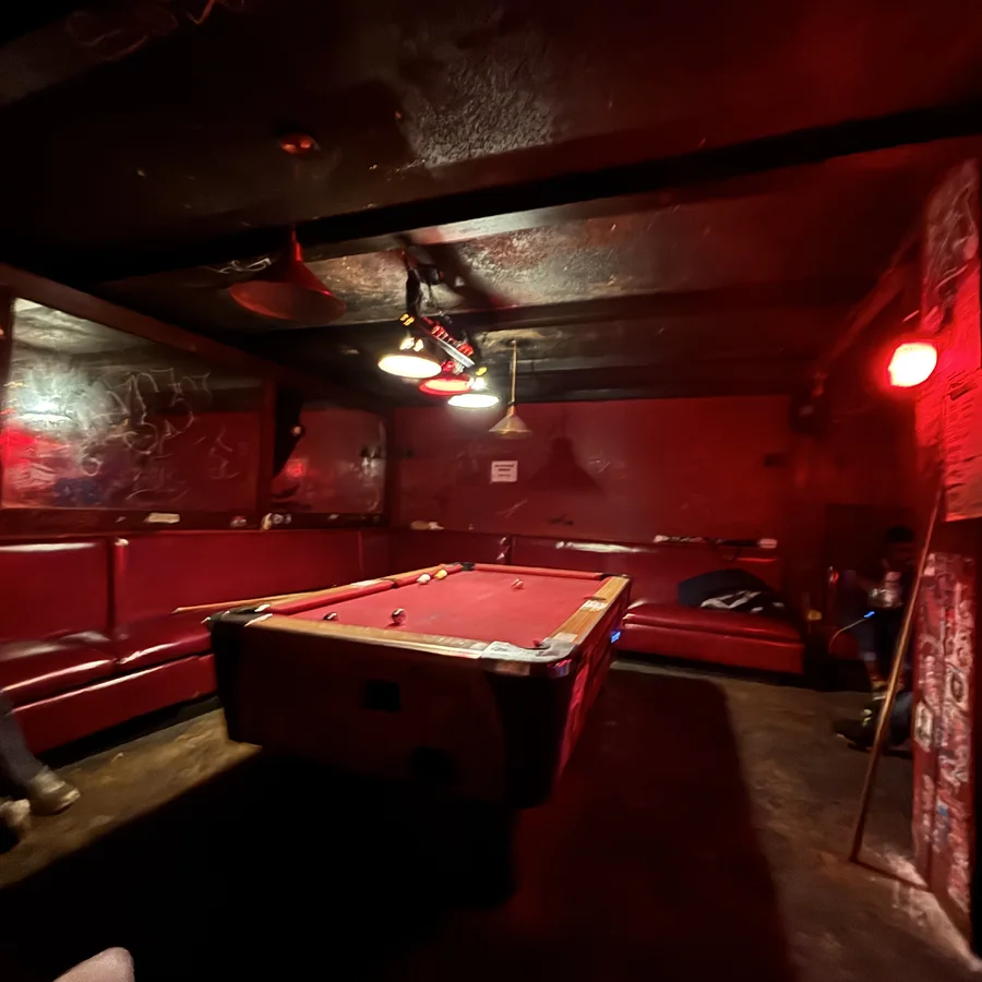 red pool table in an Oakland bar