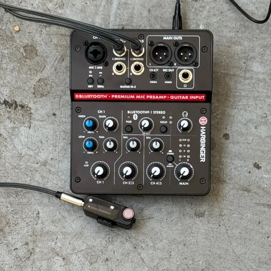 recording kit laid out on concrete